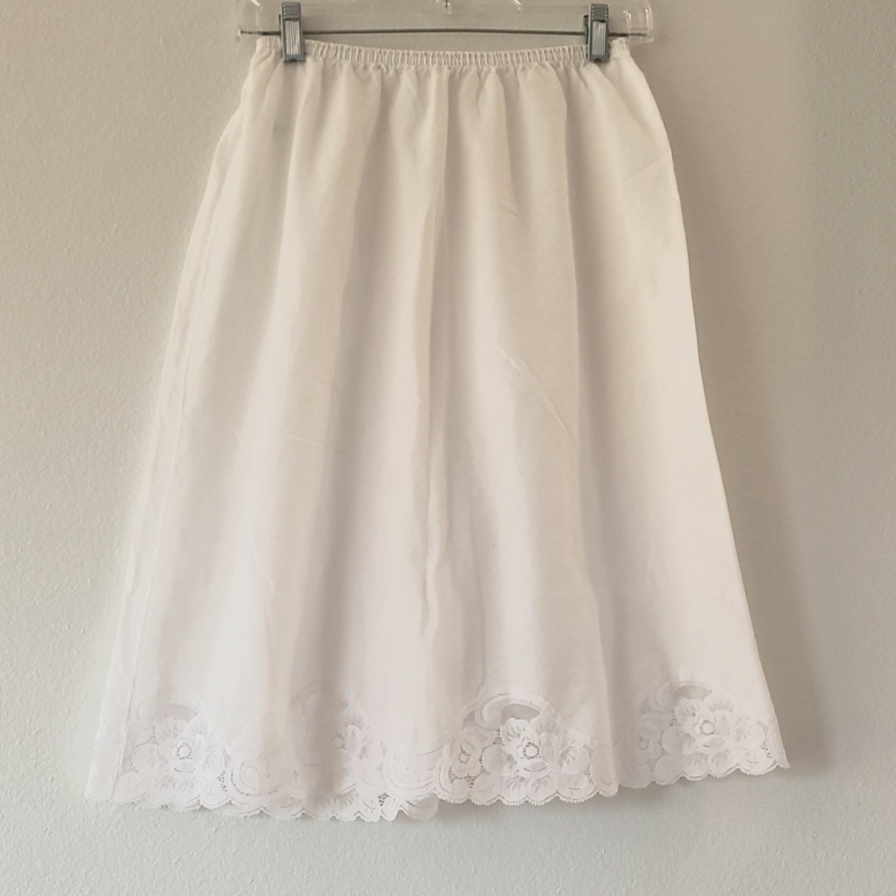 Vanity Fair Cotton Vintage White Half Slip, Large, Lace, Made in U.S.A.